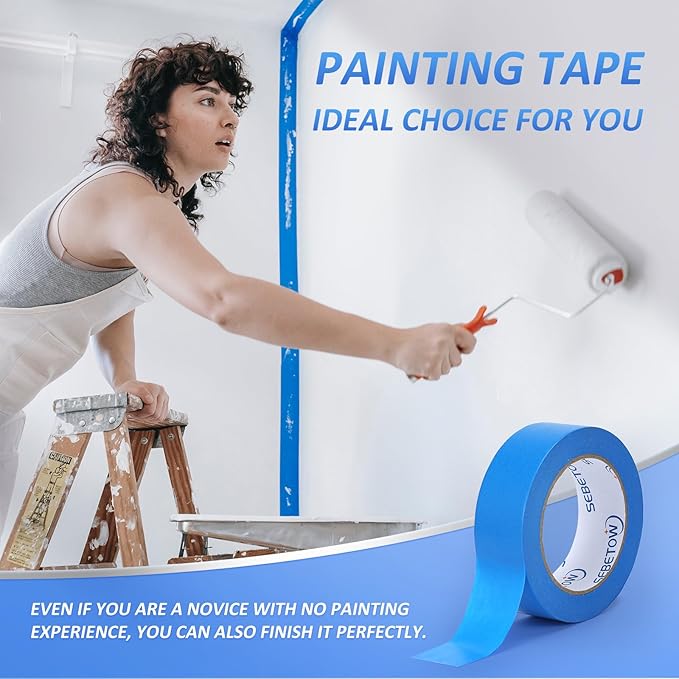 SEBETOW 10 Rolls Painters Tape 1.41 inch Bulk Painter Tape Blue Wide Roll - Image 4