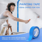 SEBETOW 10 Rolls Painters Tape 1.41 inch Bulk Painter Tape Blue Wide Roll - Image 4