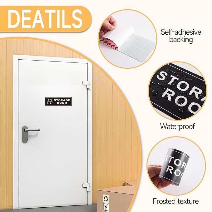 Storage Room Door Sign for Business and Home, Self-Adhesive Durable Modern - Image 3