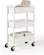 SunnyPoint 3-Tier Delicate Compact Rolling Metal Storage Organizer