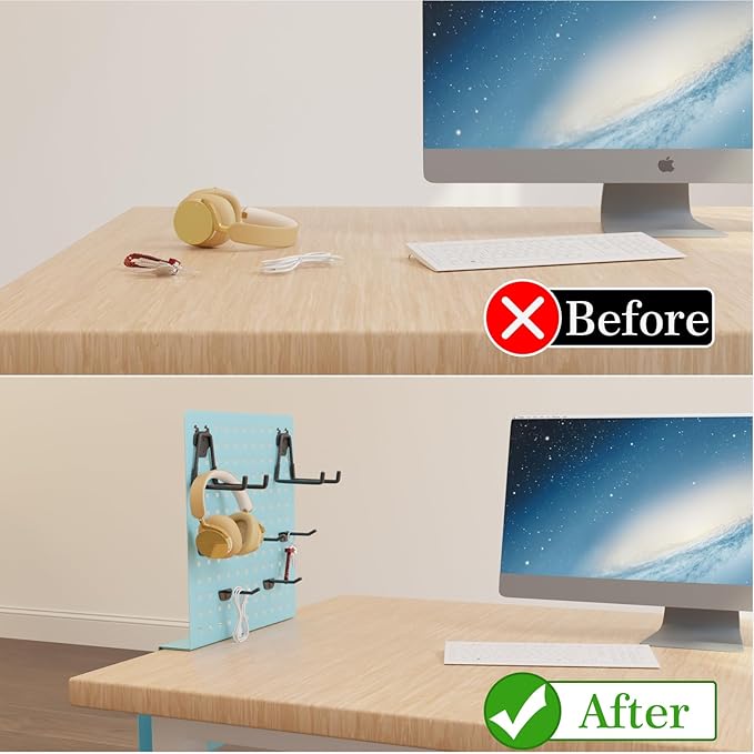 Henitol Desk Side Storage with Clamp-On Desk Pegboard, Steel Privacy Panel - Image 4