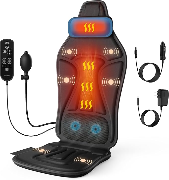 Back Massager with Heat for Chair, Massage Chair Pad with Neck Support by COMRELAX