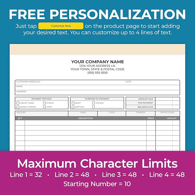 Custom 8.5" x 11" Carbonless NCR Books in 2-Part Duplicate Invoices, Work Orders - Image 4