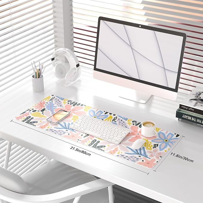 QIYI Floral Large Mouse Pad, Cute Desk Mat - Image 2