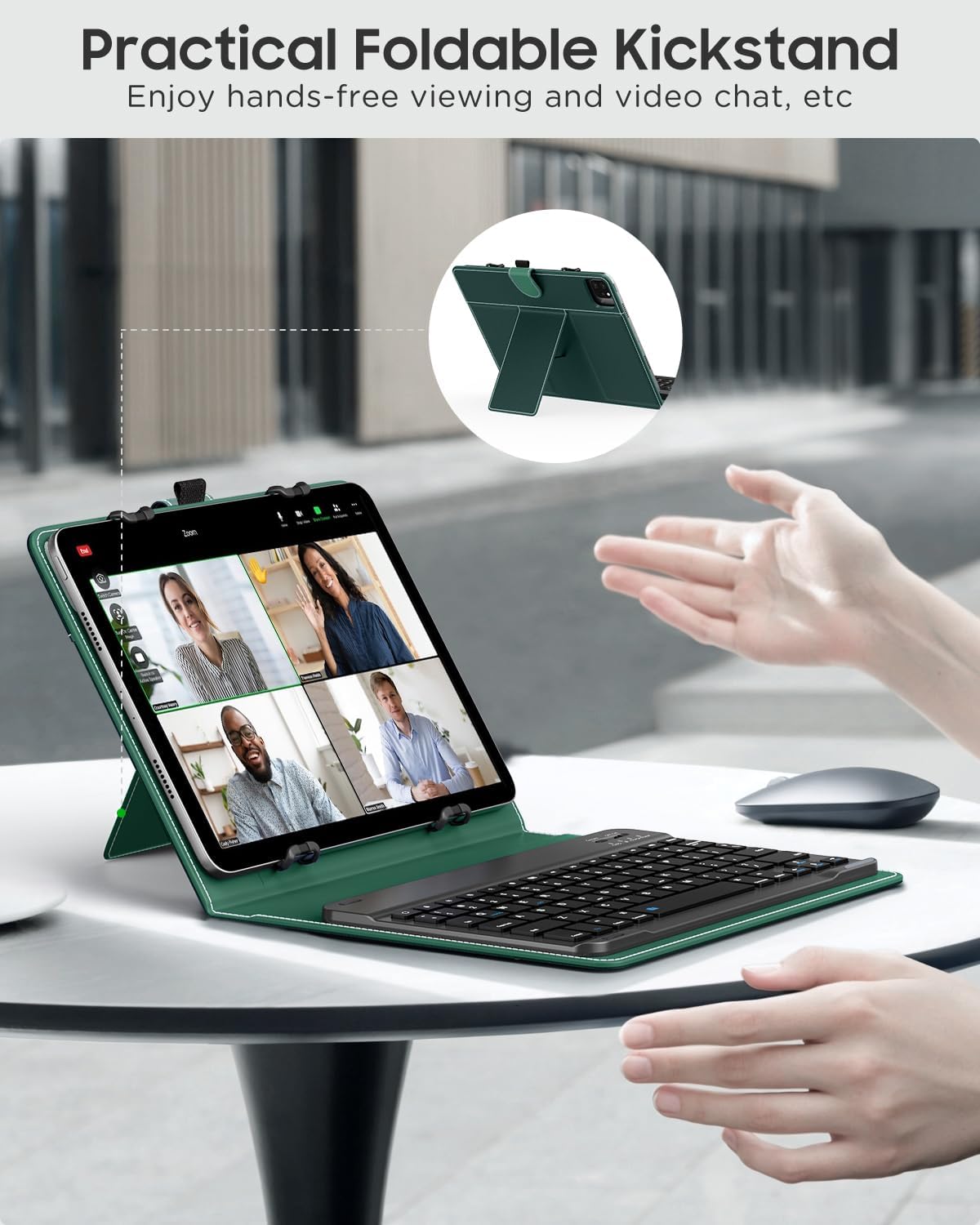 MoKo Universal QWERTY Keyboard Case Fit 9-11 Inch Tablets,Verde Scuro