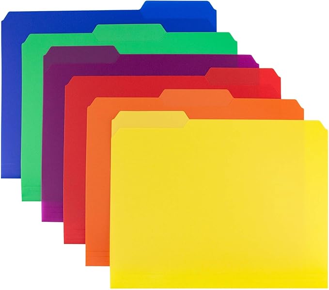 Dunwell Plastic Colored File Folders, Colorful 1/3 Tab Filing Folders - Image 9