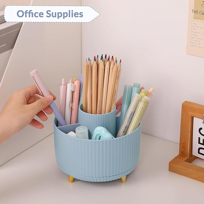 SKYDUE 360 Degree Rotating Desk Organizer, Dual-Purpose Pencil Pen Holder - Image 2
