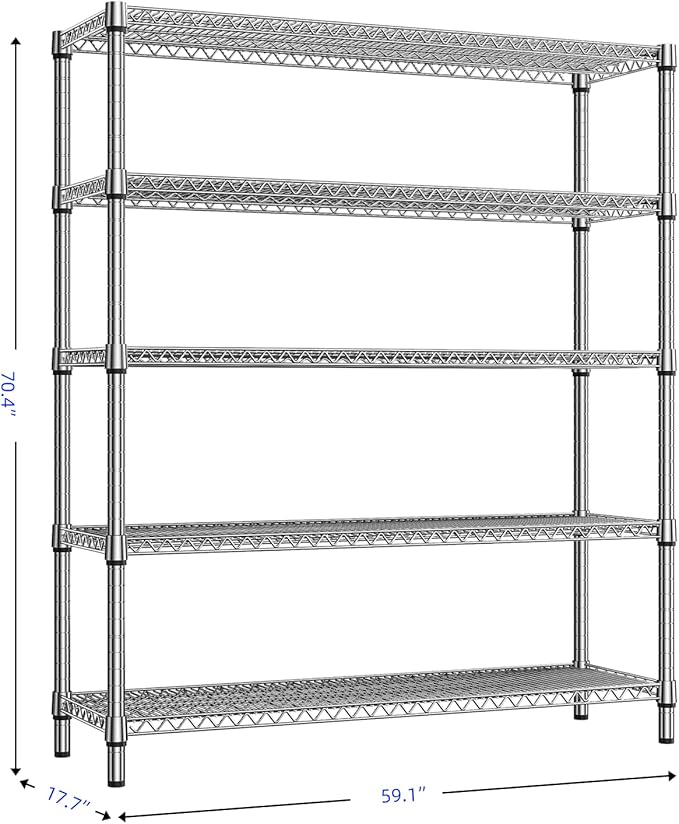 M MZG 2200 Lbs 5 Tier Storage Rack Metal Wire Shelving Unit, Storage Standing - Image 3
