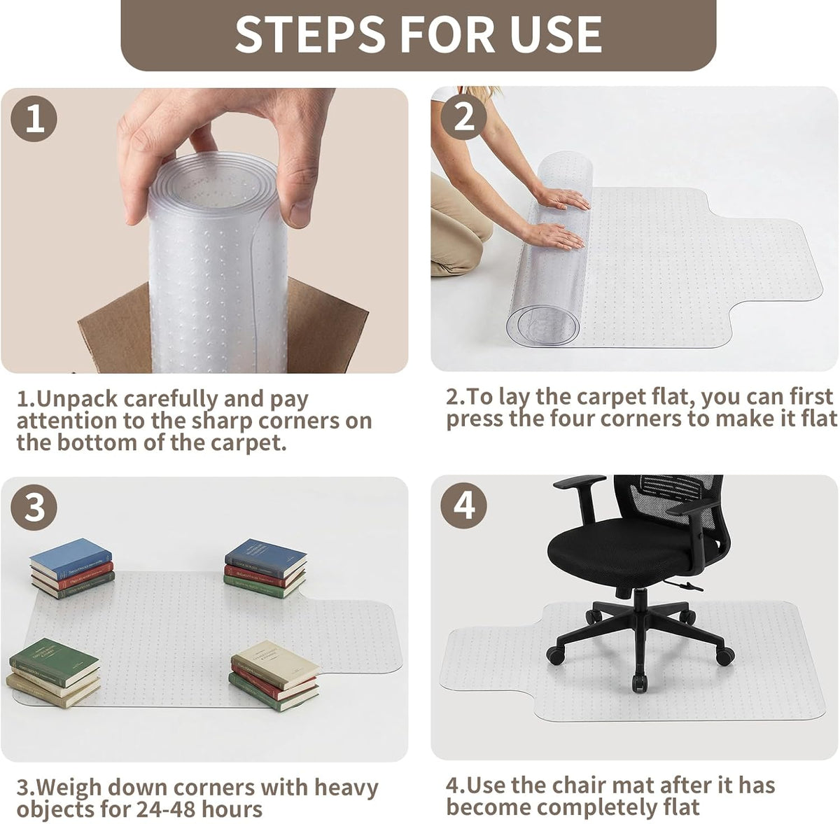 Office Chair Mat for Low Pile Carpet, 48"x60" Clear Smooth Glide wi...