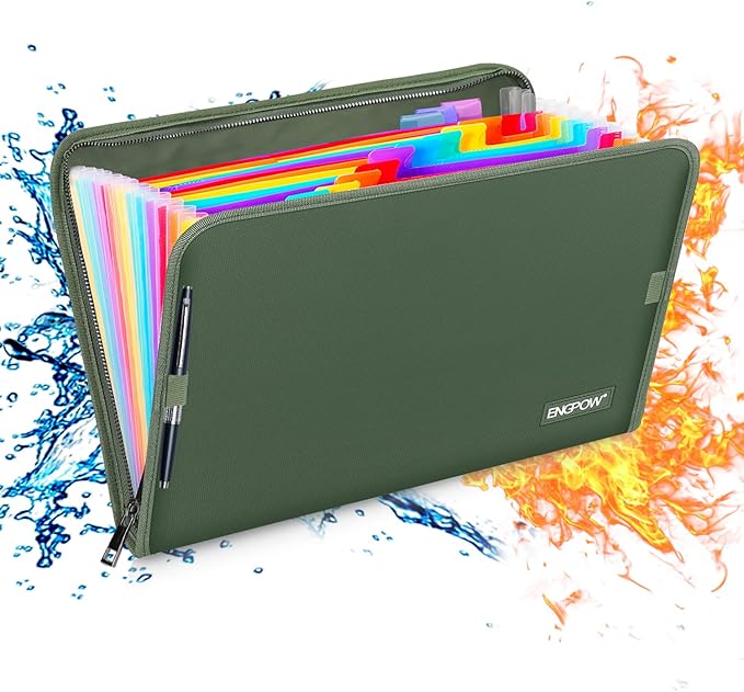 ENGPOW 13 Pocket Expanding File Folder, Fireproof Accordion File Folder by ENGPOW