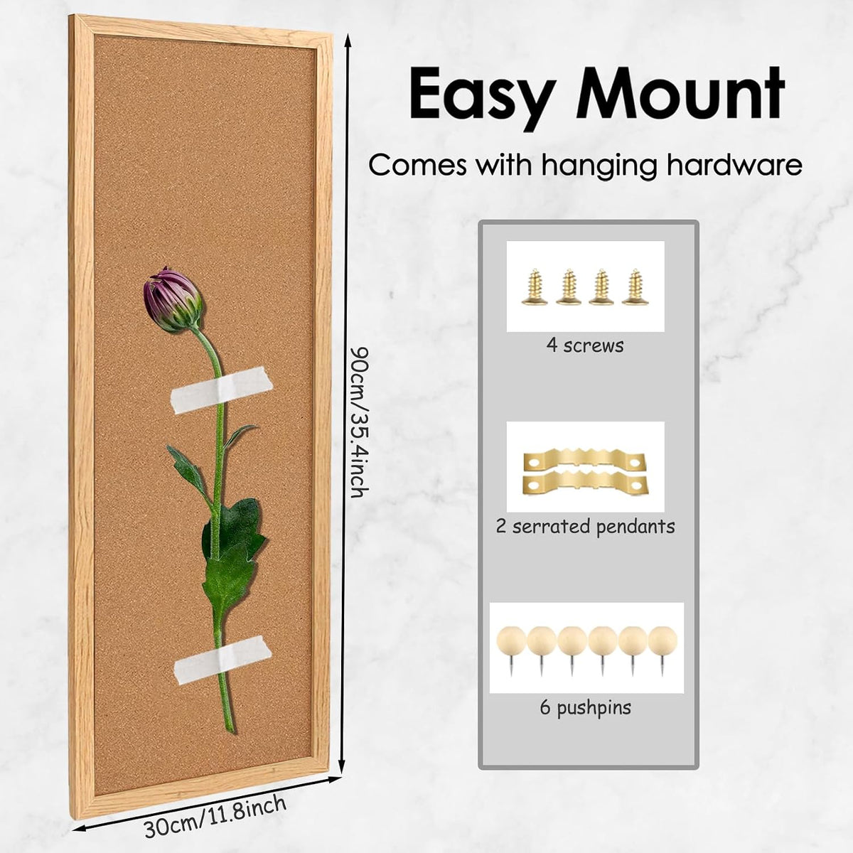 Cork Board Bulletin Board,Large Corkboard for Walls,11.8" x 35.4",B...