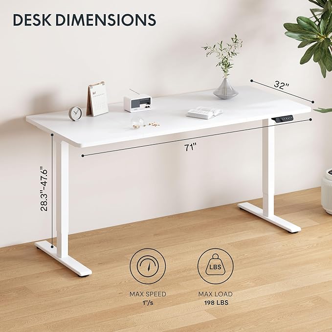 FLEXISPOT 71x32 Inch Large Dual Motor Electric Standing Desk, Home Office Desk - Image 3