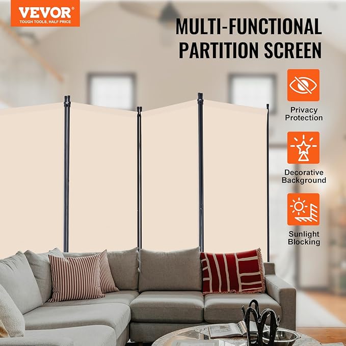 VEVOR Room Divider, 4 Panel Room Divider, Folding Privacy Screen and Portable - Image 2