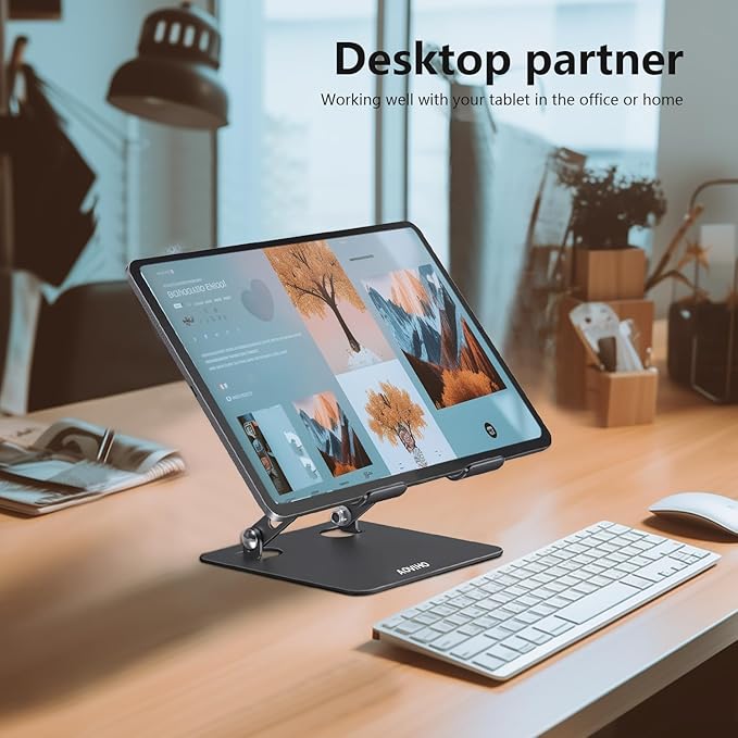 Aoviho Tablet Stand Holder for Desk, Adjustable Desktop Tablet Holder, Foldable - Image 2