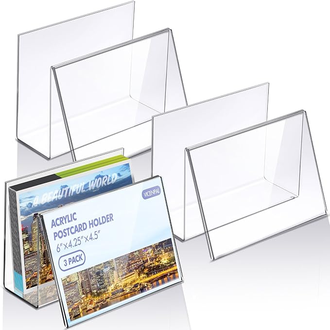 Crtiin 3 Pcs Clear Acrylic Postcard Holder Business Card Holder Greeting Card by Crtiin