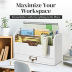 Flexzion 3 Tier Wooden Desk Organizer - Image 2