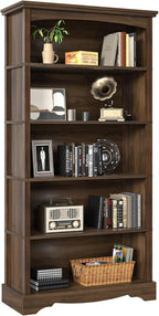 TVU 5-Tier Wooden Bookshelf, 65 Inch Tall Bookshelf by CreateaBetterLife