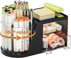 Marbrasse Desk Organizer with 2 Drawer, 360°Rotating Pen Holder, Desk by Marbrasse