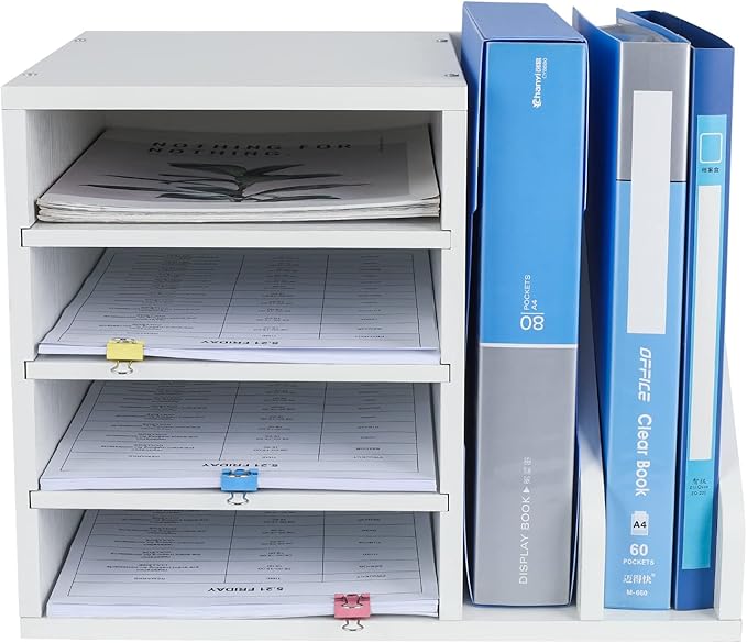 PAG Wood Desktop File Holder Organizer Mail Sorter, 15.35" W x 12.16" D x - Image 2