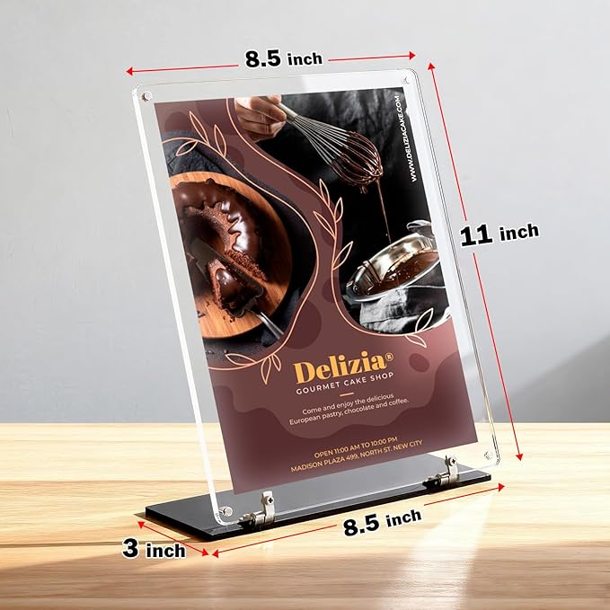 YHOLSDAS 180° Adjustable Acrylic Sign Holder 8.5"x11", Magnetic Table Paper - Image 6