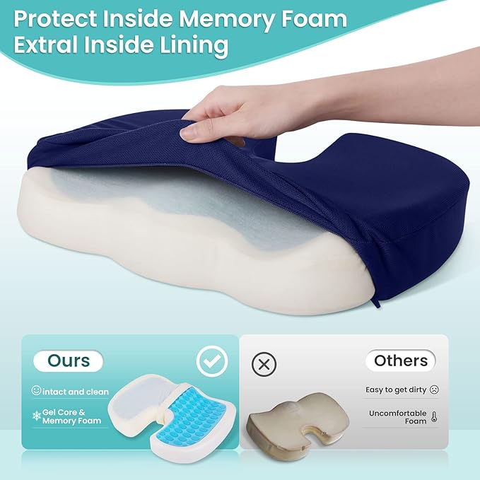 Office Chair Seat Cushion, Cooling Gel Enhanced Memory Foam Cushion - Image 3