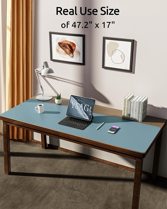 YSAGi Leather Desk Protector, Office Mat, Large Mouse Mat, Non-Slip PU Leather - Image 2