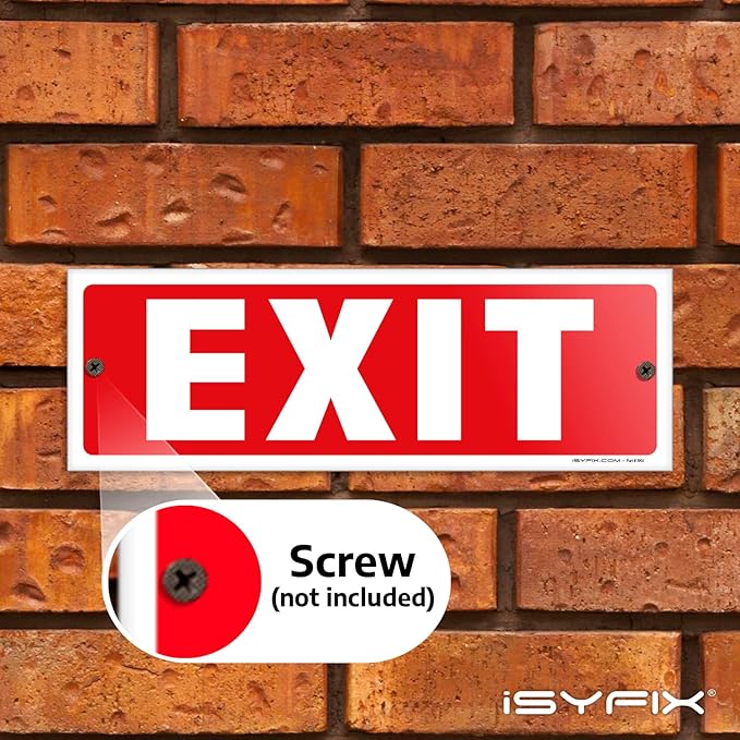 iSYFIX Exit Sign – 2 Pack 12x4 Inch – 40 mil Thick Polystyrene Plastic Sign - Image 7