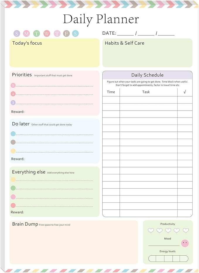 ADHD Daily Planner Notepad Daily Planner Desk Pad & Task Management Notepad to by wootile