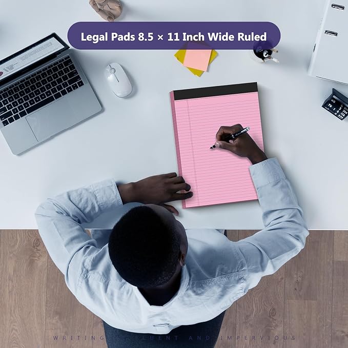 4 Pack Legal Pads 8.5 x 11 College Ruled Colored Note Pads 8.5" x 11" Lined - Image 6