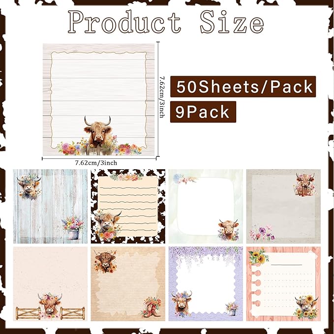 Highland Cow Sticky Notes Set - Image 2