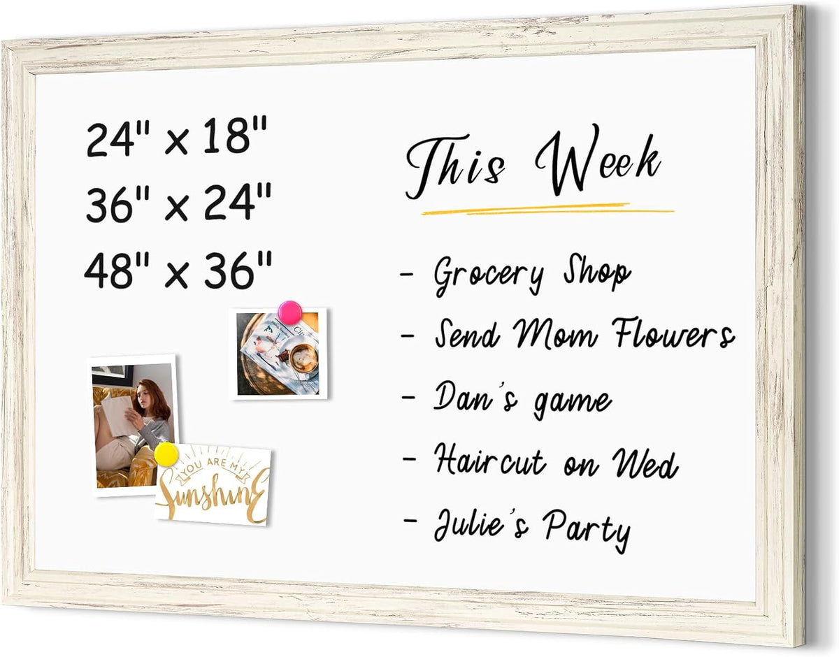 4 THOUGHT Dry Erase Board, 36" x 24" Magnetic Whiteboard, Vintage W...