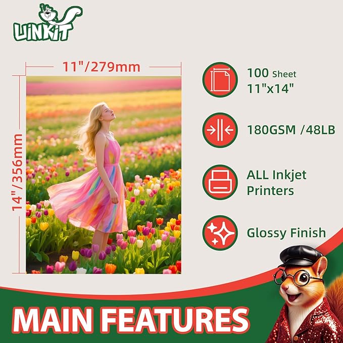 Uinkit 180gsm Glossy Photo Paper 11x14 Inches - Image 2