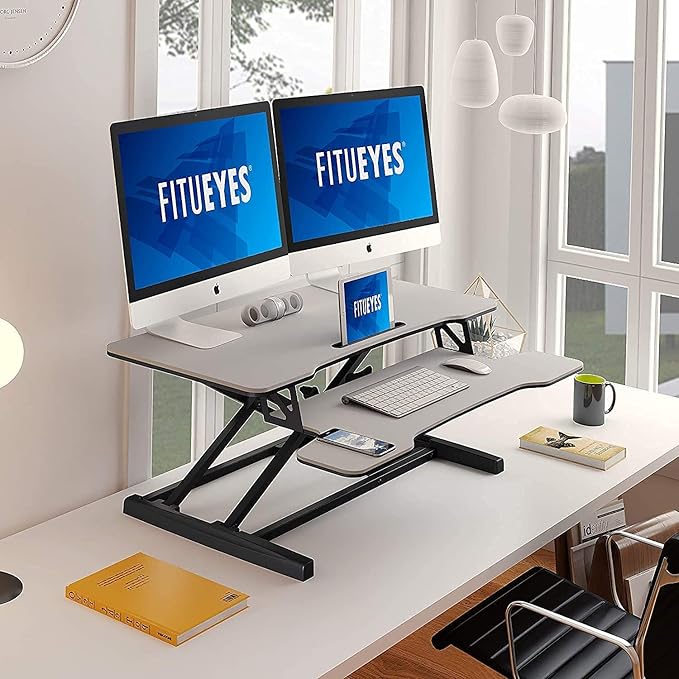 FITUEYES Height Adjustable Standing Desk 36” Wide Sit to Stand Converter Stand - Image 2