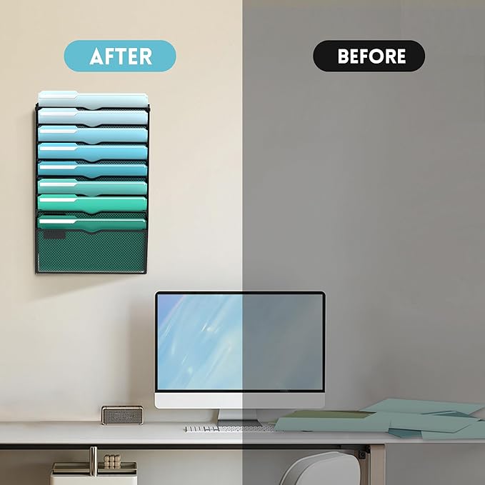 SUPEASY 8-Tier Wall File Organizer, Hanging Wall Files - Image 7