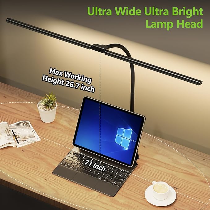 ShineTech LED Desk Lamp for Home Office, 3000K Warm White Double Head Architect - Image 4