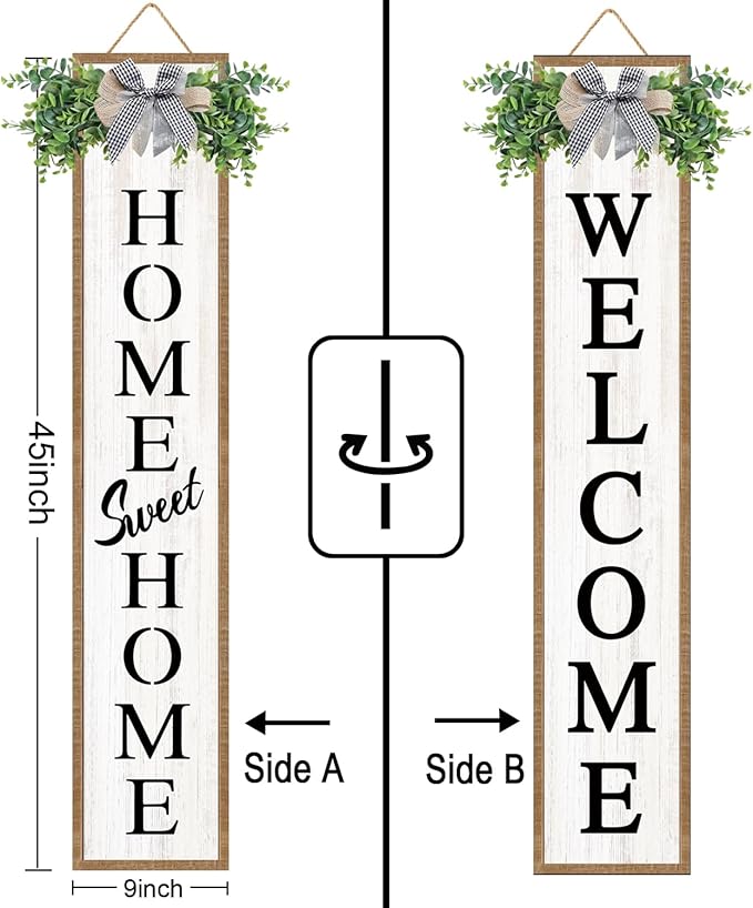 Double-sided Welcome Wooden Sign Stand - Image 3