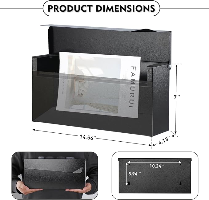 KYODOLED Wall-Mount Mailbox, Large Capacity Mail Box, Mailboxes - Image 2