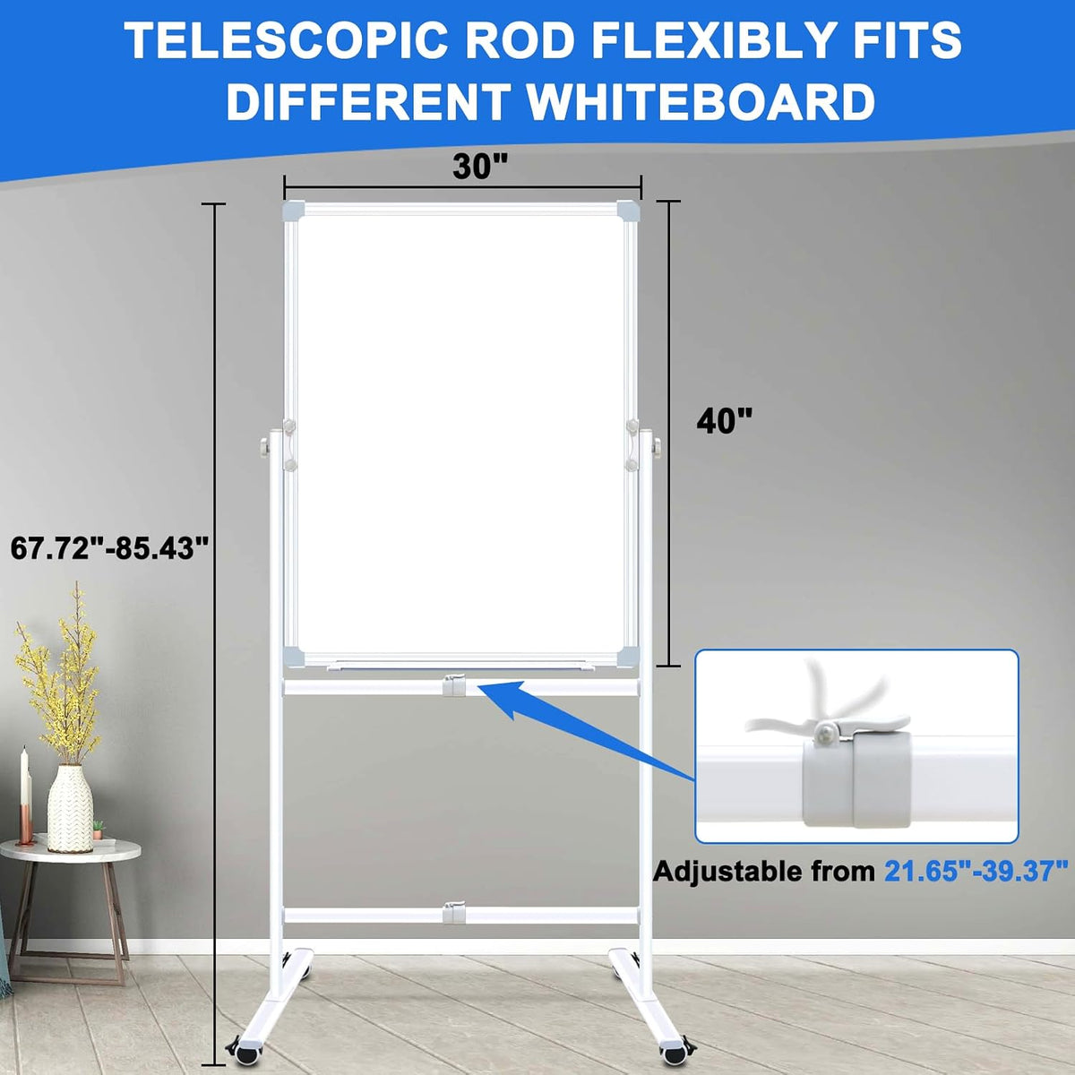 Max-officoo 30"x40" Double Sided Whiteboard & Cork Board on Whe...