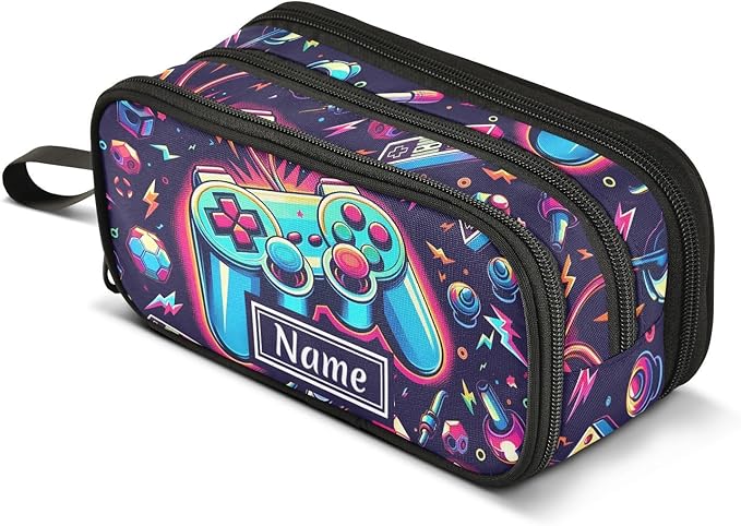 BOENLE Custom Bright Game Joystick Pencil Case Box Boys Girls Personalized Name by BOENLE-WELCOMEYOURCOMING