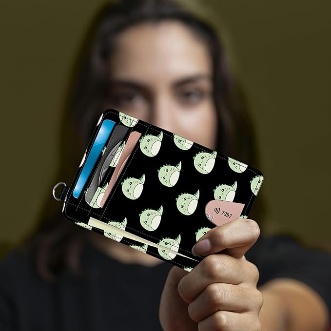 BWEGRHE Small Travel Wallets, Cute Dinosaurs Slim Minimalist Front Pocket Wallet - Image 6