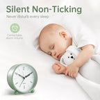 Analog Alarm Clock, 4 inch Super Silent Non Ticking Small Clock - Image 2