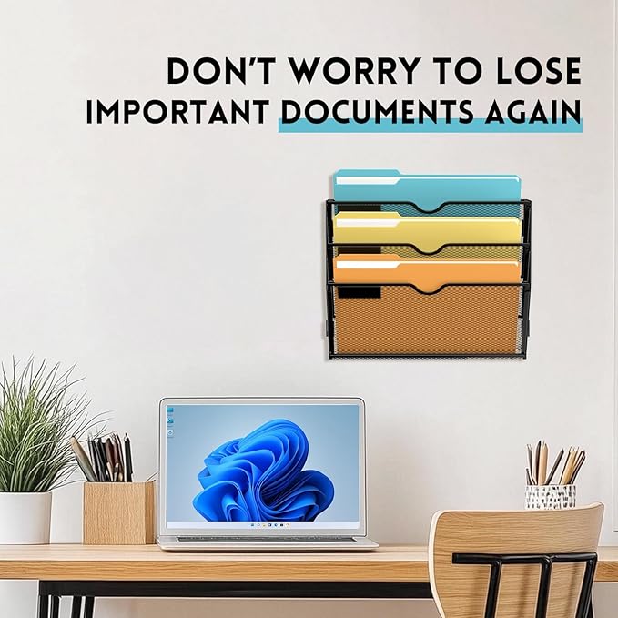 SUPEASY Wall File Organizer Mesh Office Mail Holder, Hanging Wall Organizer - Image 6