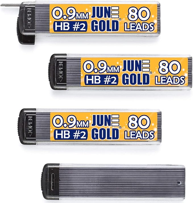 June Gold 320 Pieces, 0.9 mm HB #2 Lead Refills, 80 Pieces Per Dispenser by JuneGold