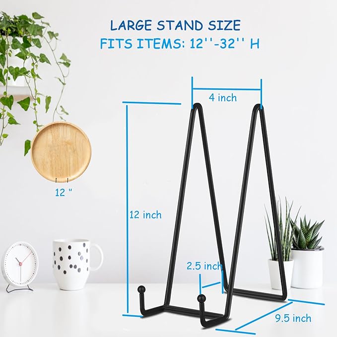Decolore 5 Pack 12 Inch Black Picture Stands Plate Stands - Image 2