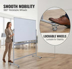 DexBoard Large Double Sided Whiteboard 72x40 inches on Wheels, Height - Image 5
