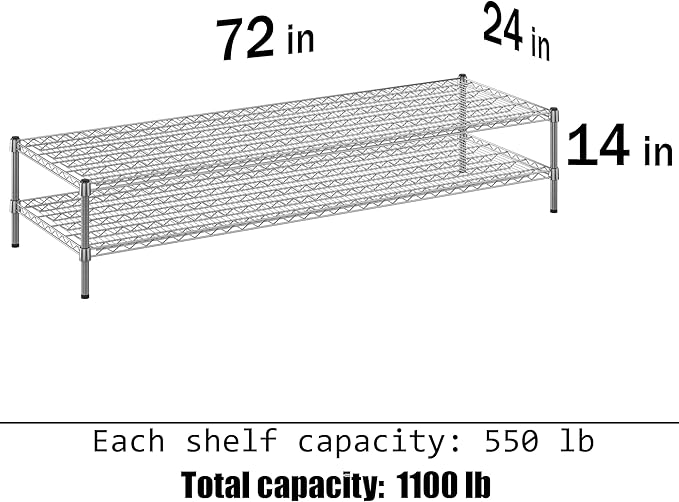 Regal Altair 24" Deep x 72" Wide x 14" Height Wire Shelving Kit | 2-Tier | NSF - Image 3