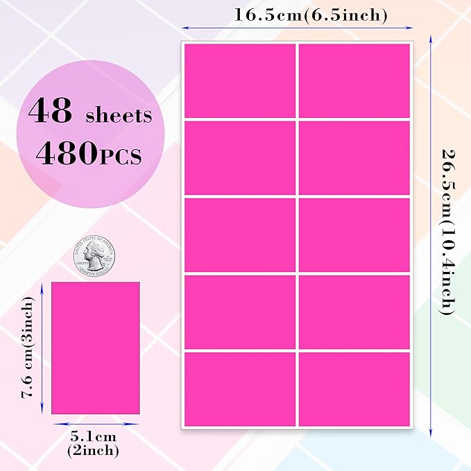 YSHIHE Colored Labels Stickers 3" x 2" Large Color Coding Labels in 12 Assorted - Image 2