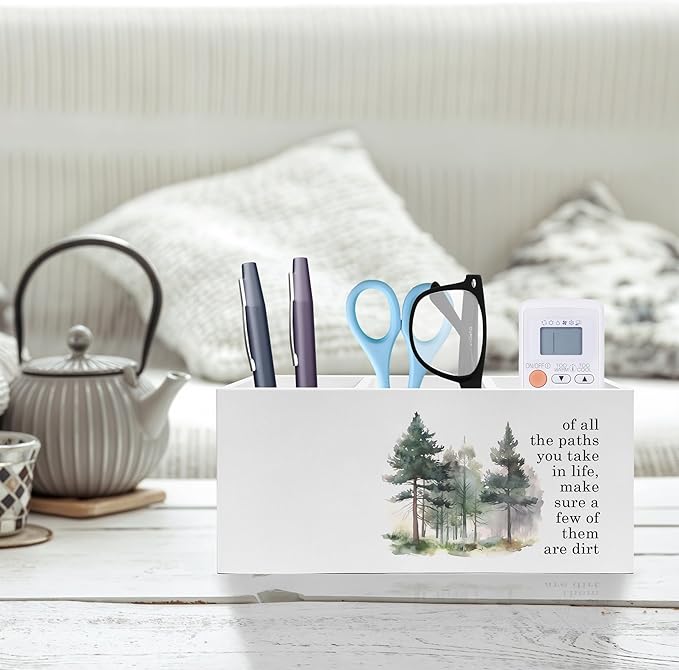 Exqcom Watercolor Forest Inspirational Pen Pencil Holder, Motivational Desk - Image 2