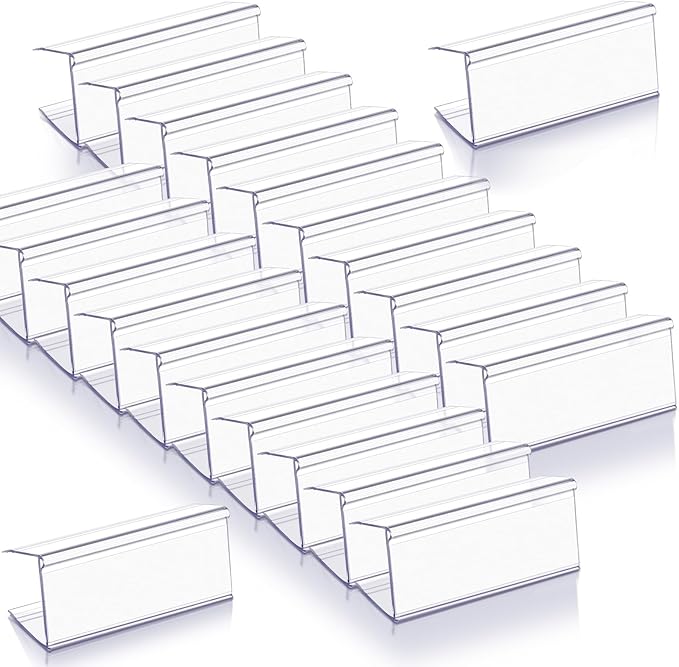 Weysat 100 Pcs Wood Shelf Label Holders Clear Plastic Price Tag 2.4 in L x 1 in by Weysat