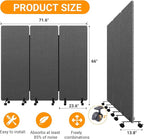 Soundproof Room Divider W/Wheels, 66in Office Dividers - Image 4